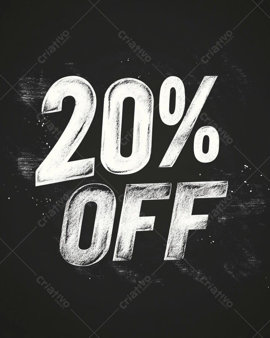Desconto de 20 por cento em estilo giz de lousa preta para vendas e promoções