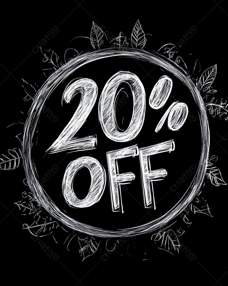 Desconto 20% OFF em quadro de giz com folhas decorativas