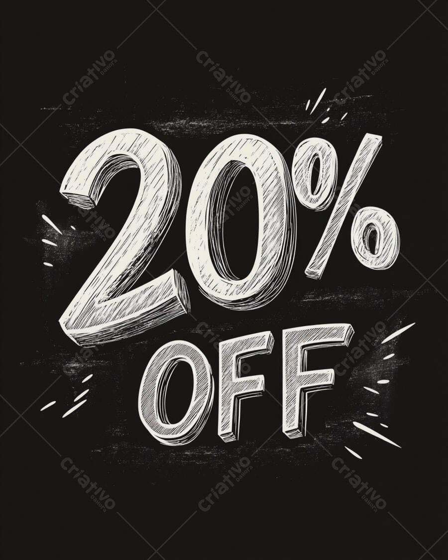 Desconto de 20 por cento OFF estilo lousa quadro negro