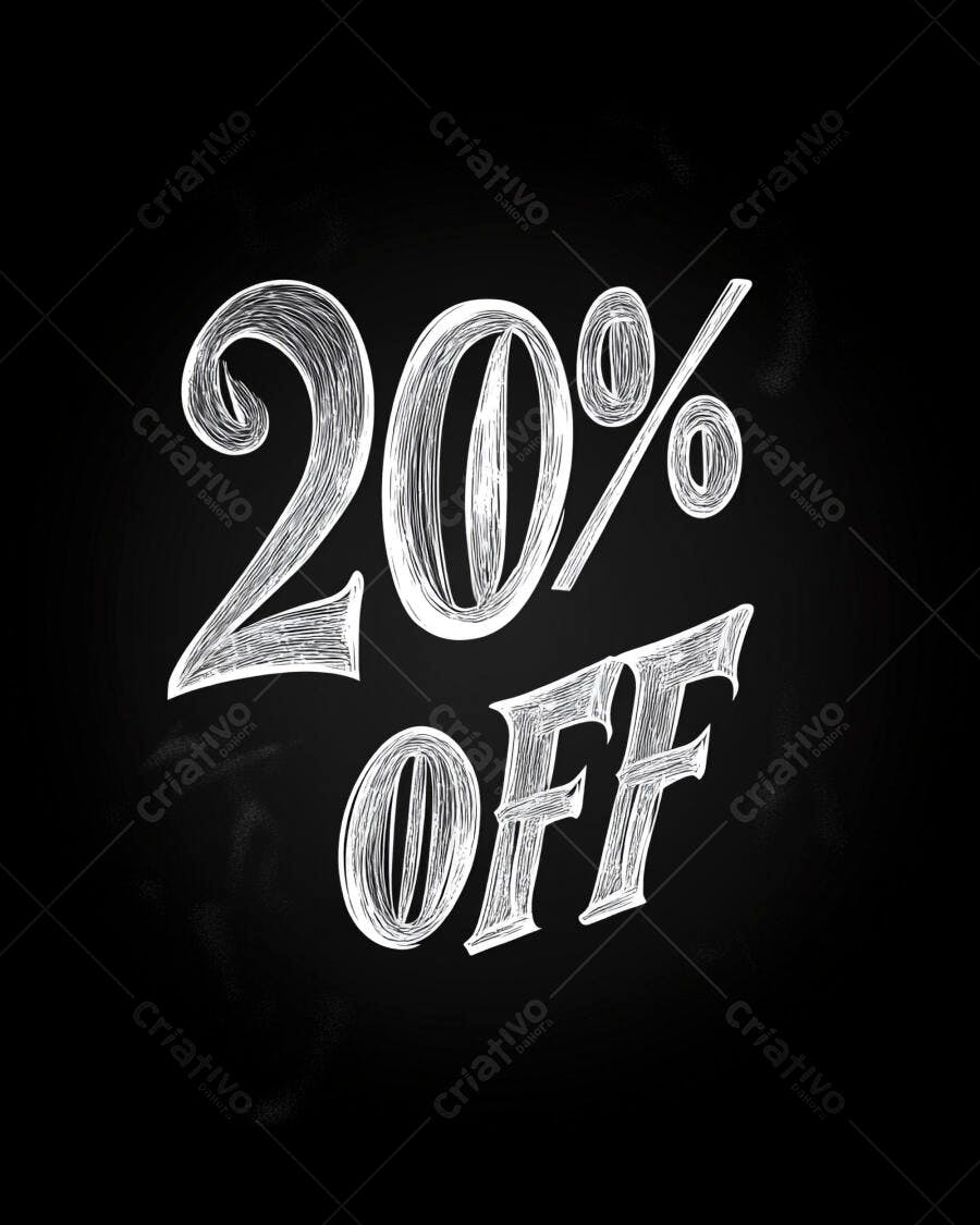 Desconto 20 por cento OFF em quadro negro estilo giz