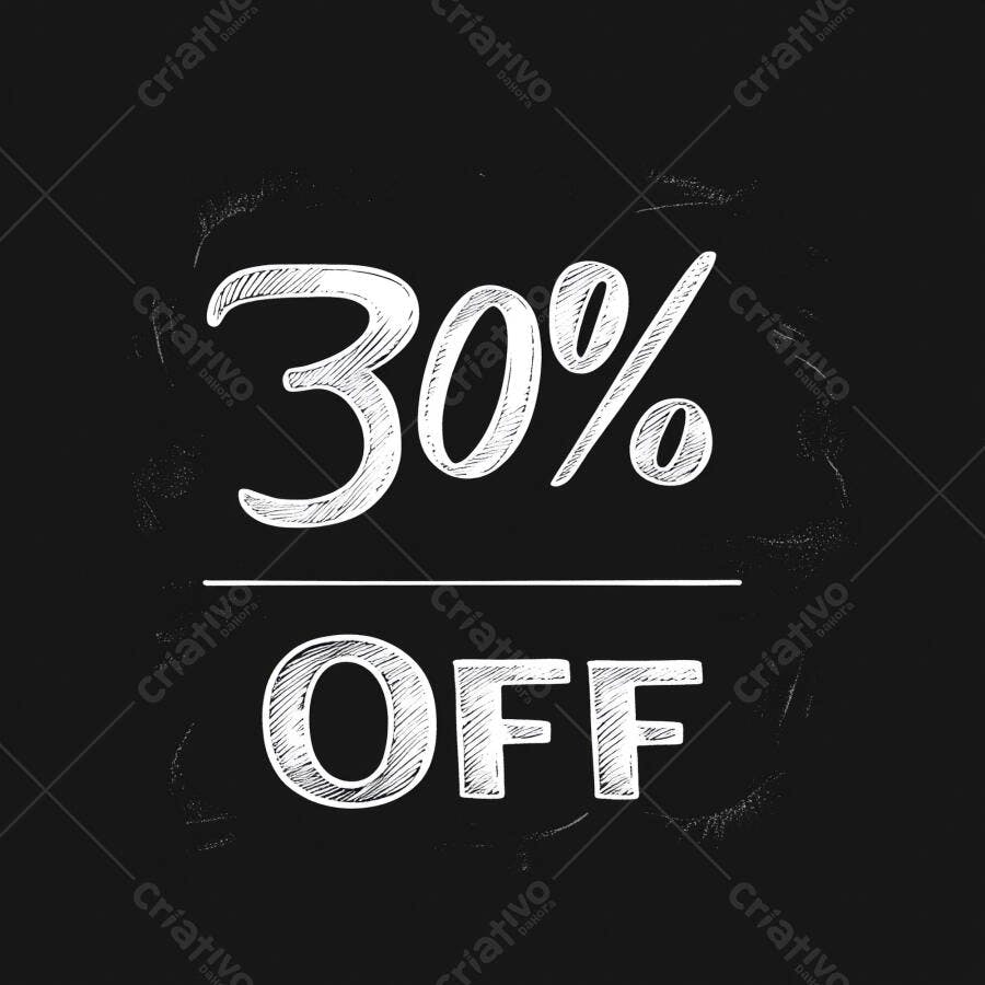 Desconto de 30% em quadro negro estilo giz promocional
