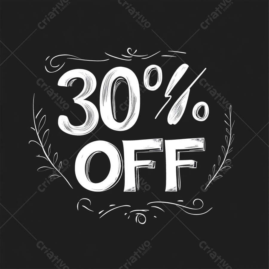 Desconto de 30% OFF em estilo lousa promocional