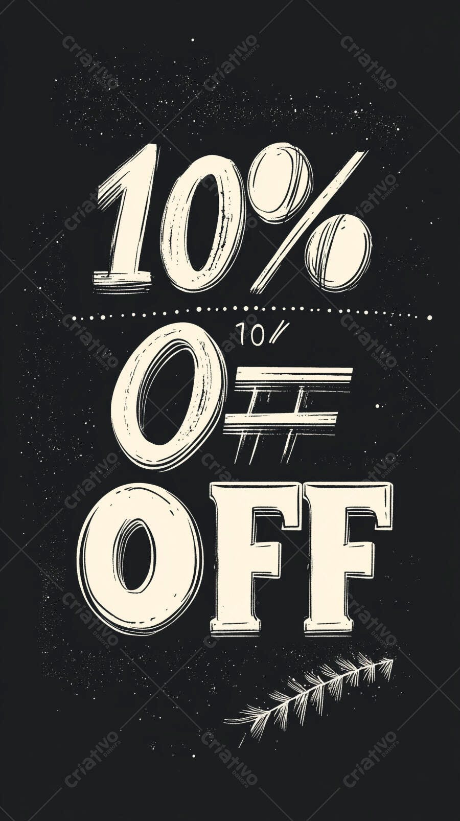 Desconto de 10% em estilo giz quadro negro com letras creme e galho decorativo