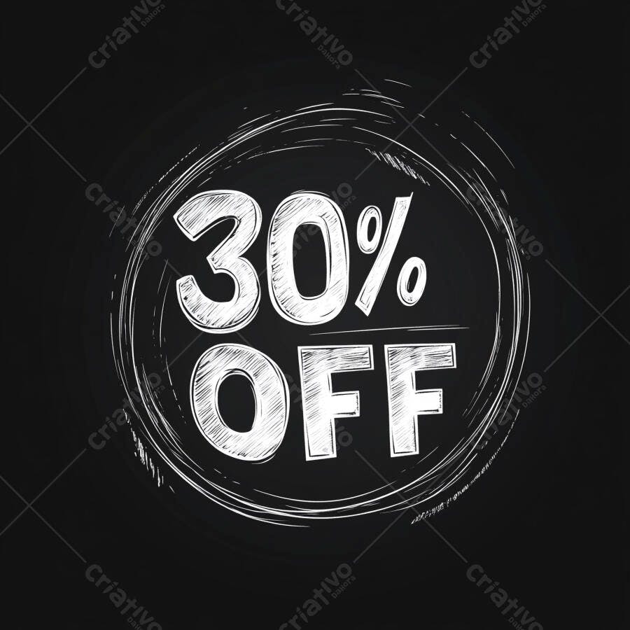 30% OFF em estilo lousa promocional para vendas