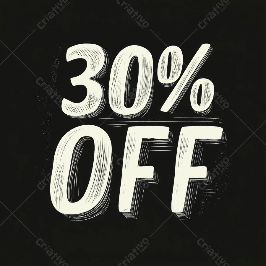 Oferta 30% OFF design vintage preto e branco grunge