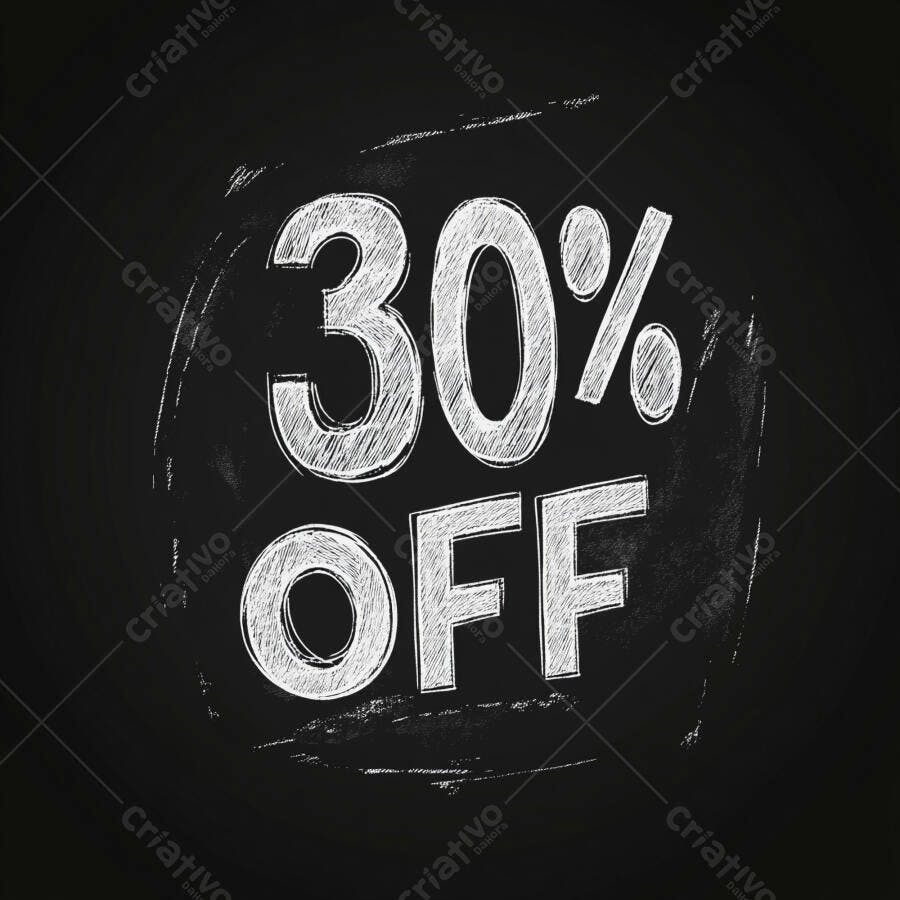 Desconto de 30% OFF em estilo giz no quadro negro