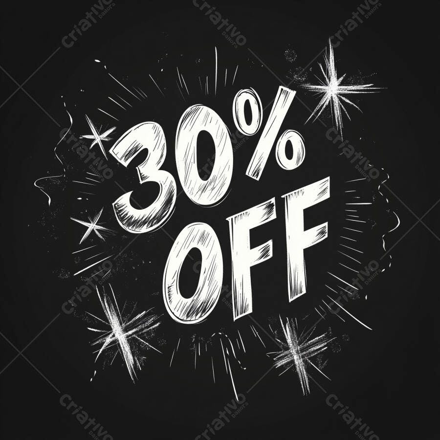 Desconto 30 por cento off em estilo giz para promoções