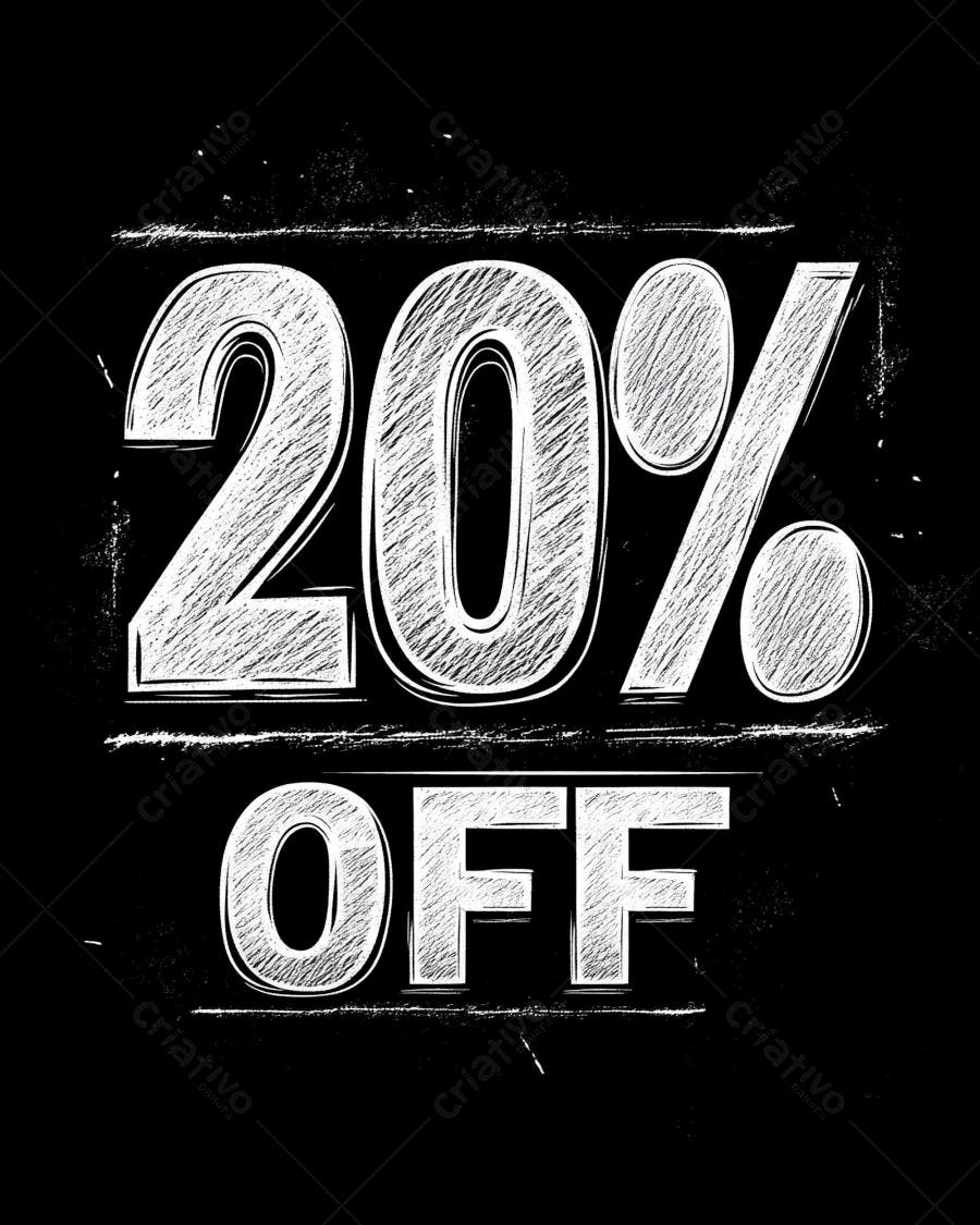 Desconto 20% OFF em estilo giz quadro negro fundo preto