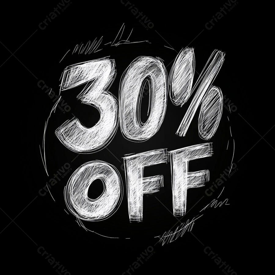 Desconto 30% OFF em estilo giz no quadro negro
