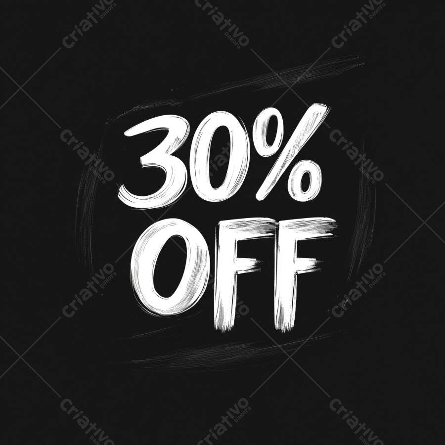 Desconto 30% OFF estilo giz em quadro-negro fundo escuro