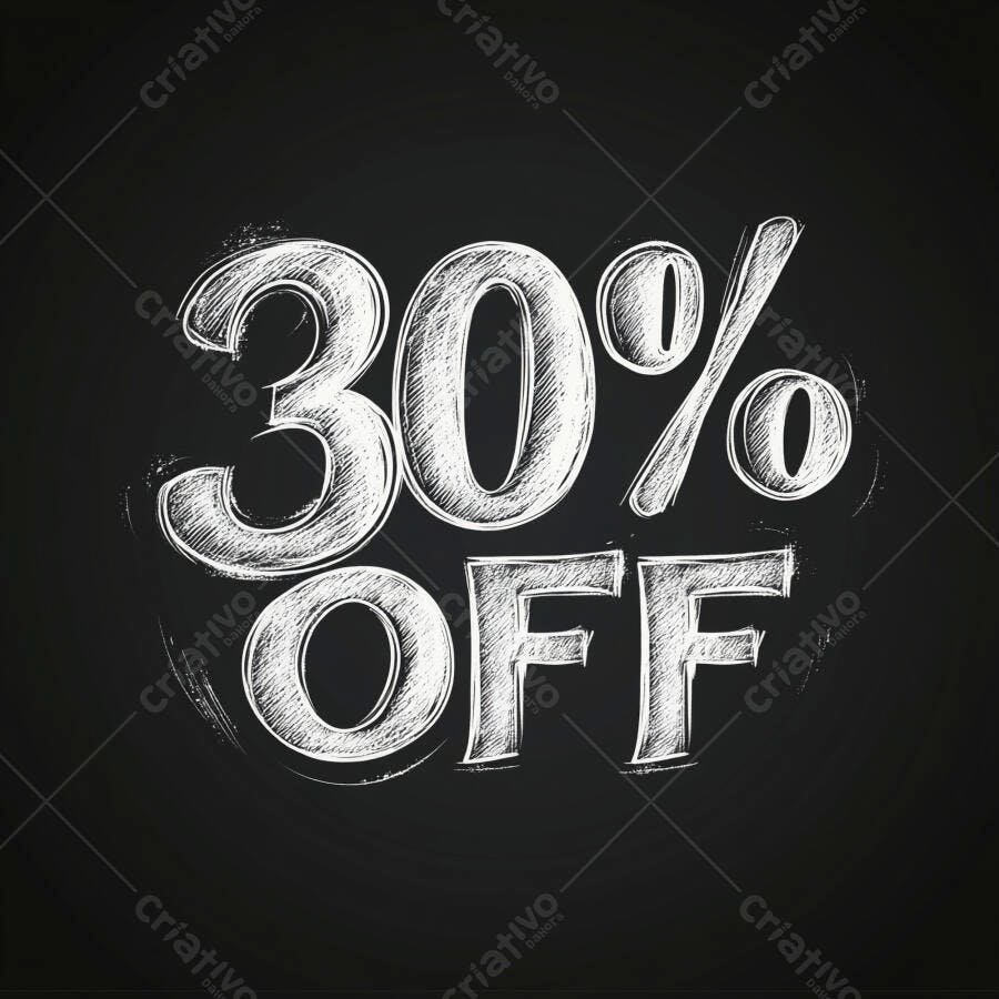 Desconto 30 por cento OFF estilo giz em quadro negro