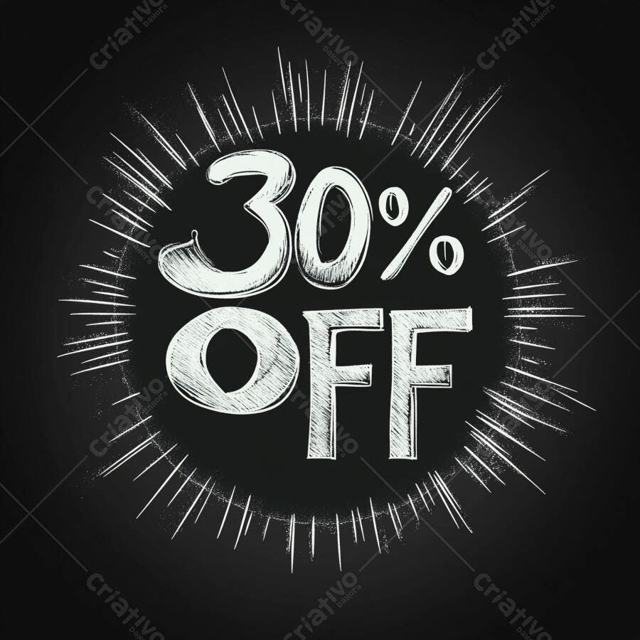 Desconto de 30% OFF em estilo giz no quadro negro
