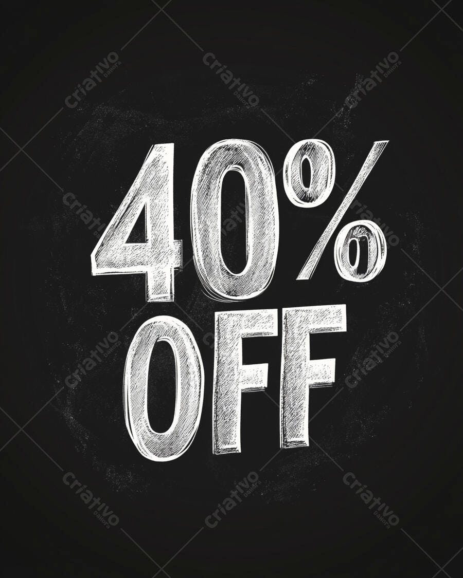 Desconto 40 OFF estilo giz em quadro negro promocao de venda