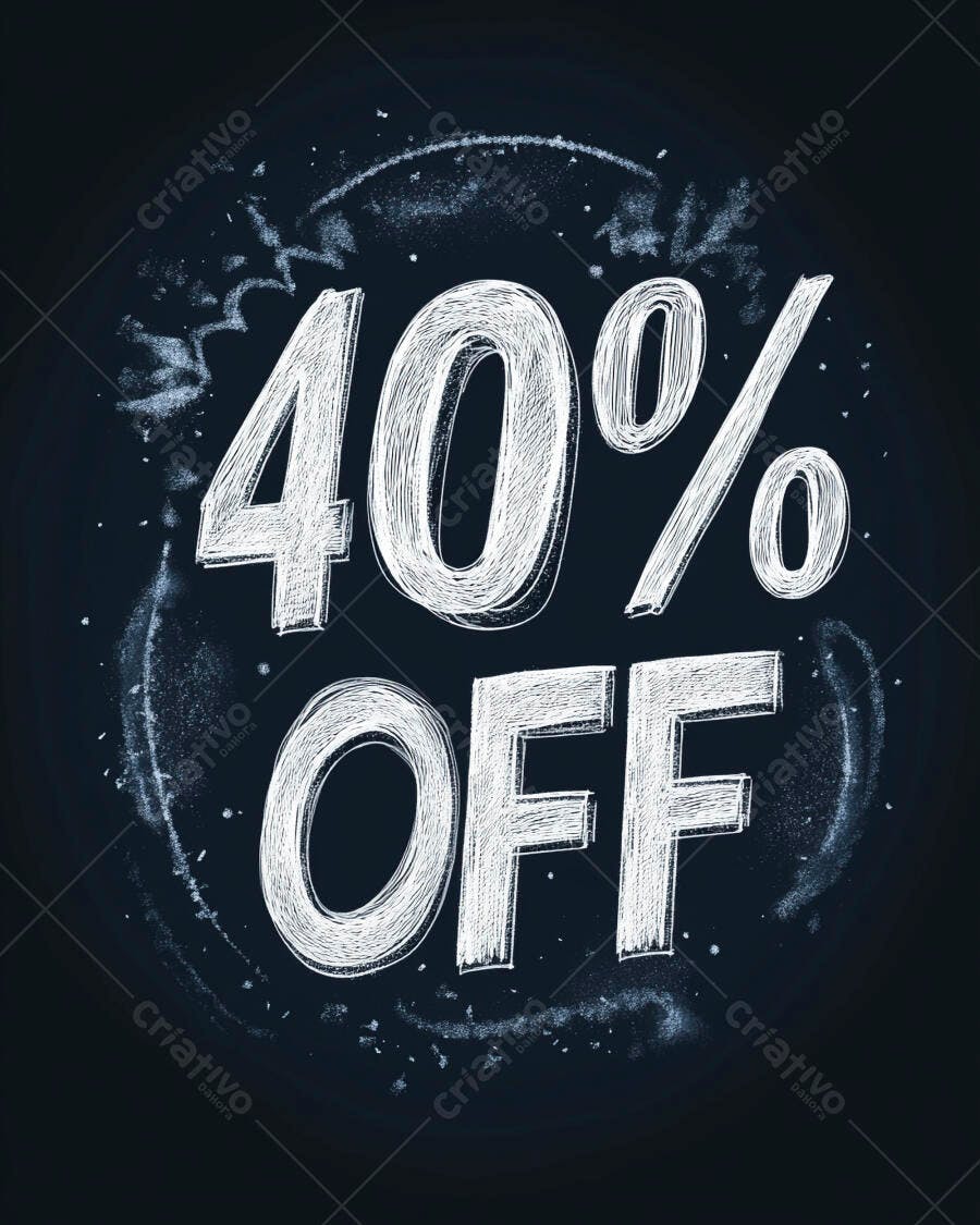 Oferta de 40% de desconto estilo giz em lousa escura