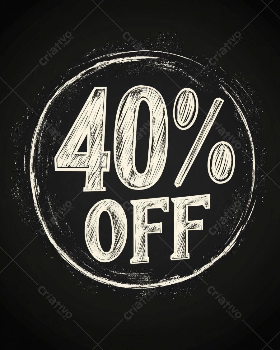 Desconto 40% OFF em estilo lousa para promoção de venda