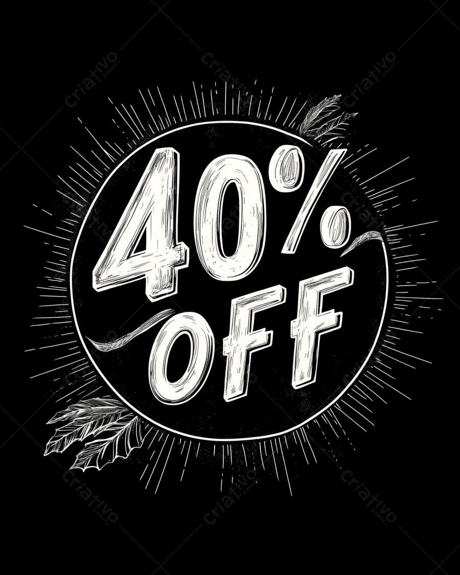 Promoção 40% OFF estilo giz no quadro negro para vendas e descontos