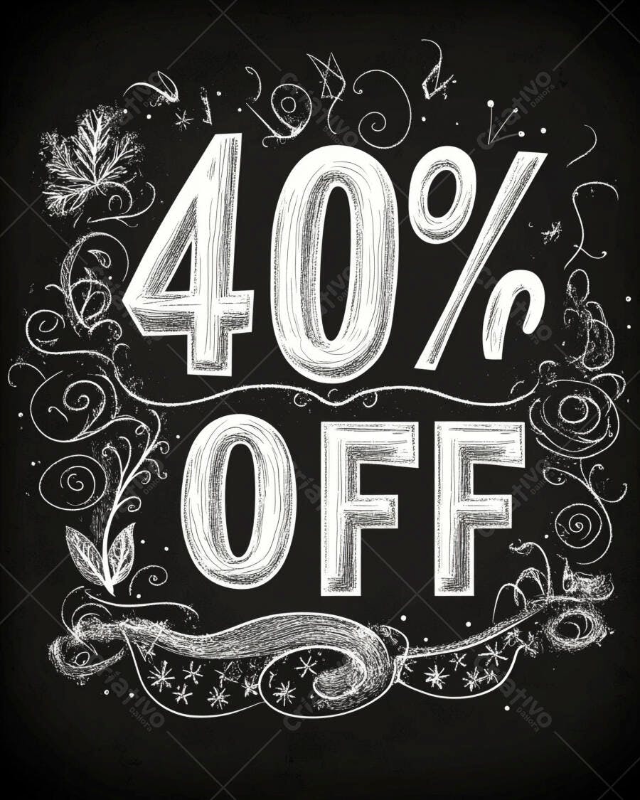 Promoção 40 por cento de desconto em estilo de lousa vintage