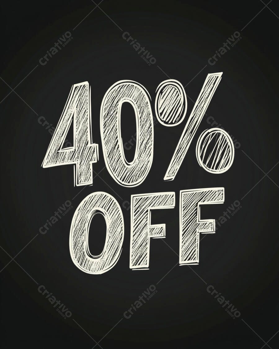 Desconto 40 OFF em estilo giz para promoção de vendas