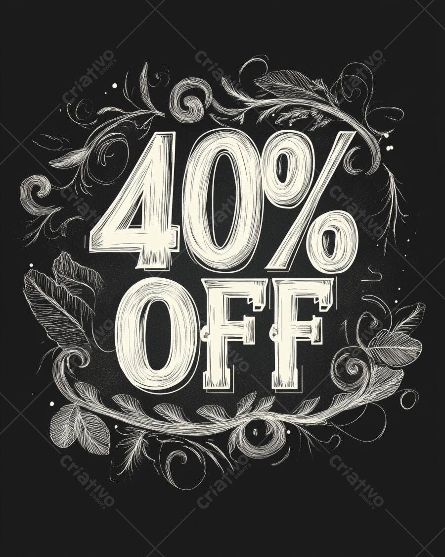 Oferta 40% OFF estilo giz em quadro negro decorado