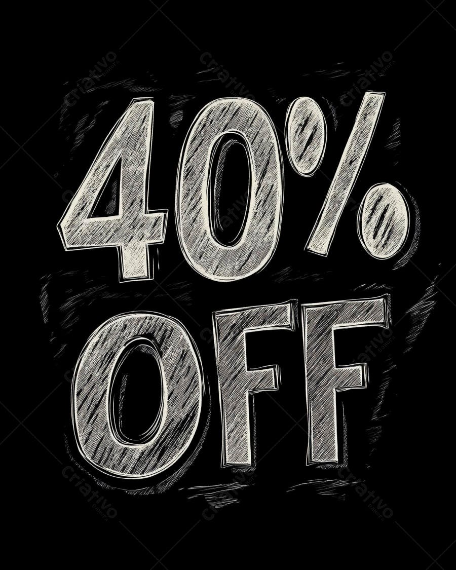 Desconto 40% OFF em estilo giz para promoção de vendas