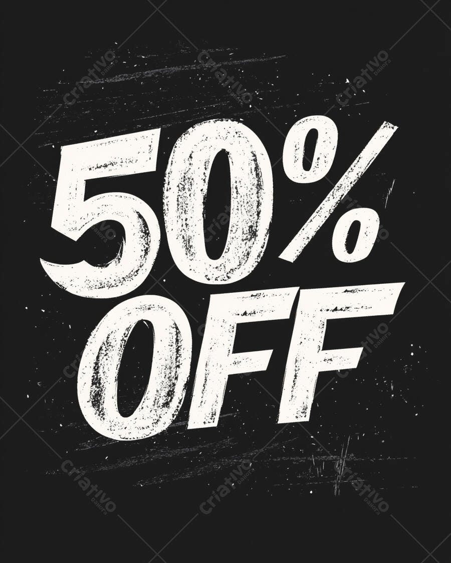 Desconto 50% OFF em estilo grunge preto e branco