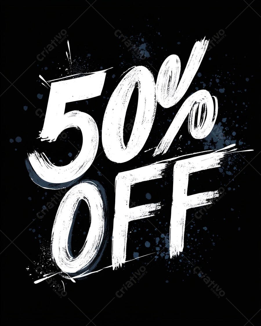 Desconto 50% OFF oferta promocional estilo grunge