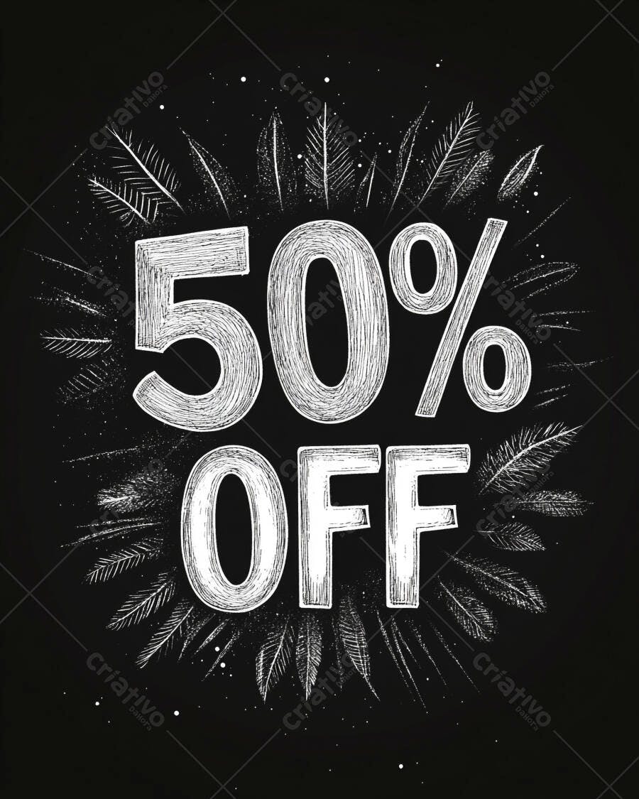 Desconto 50 por cento ilustração em estilo de quadro negro