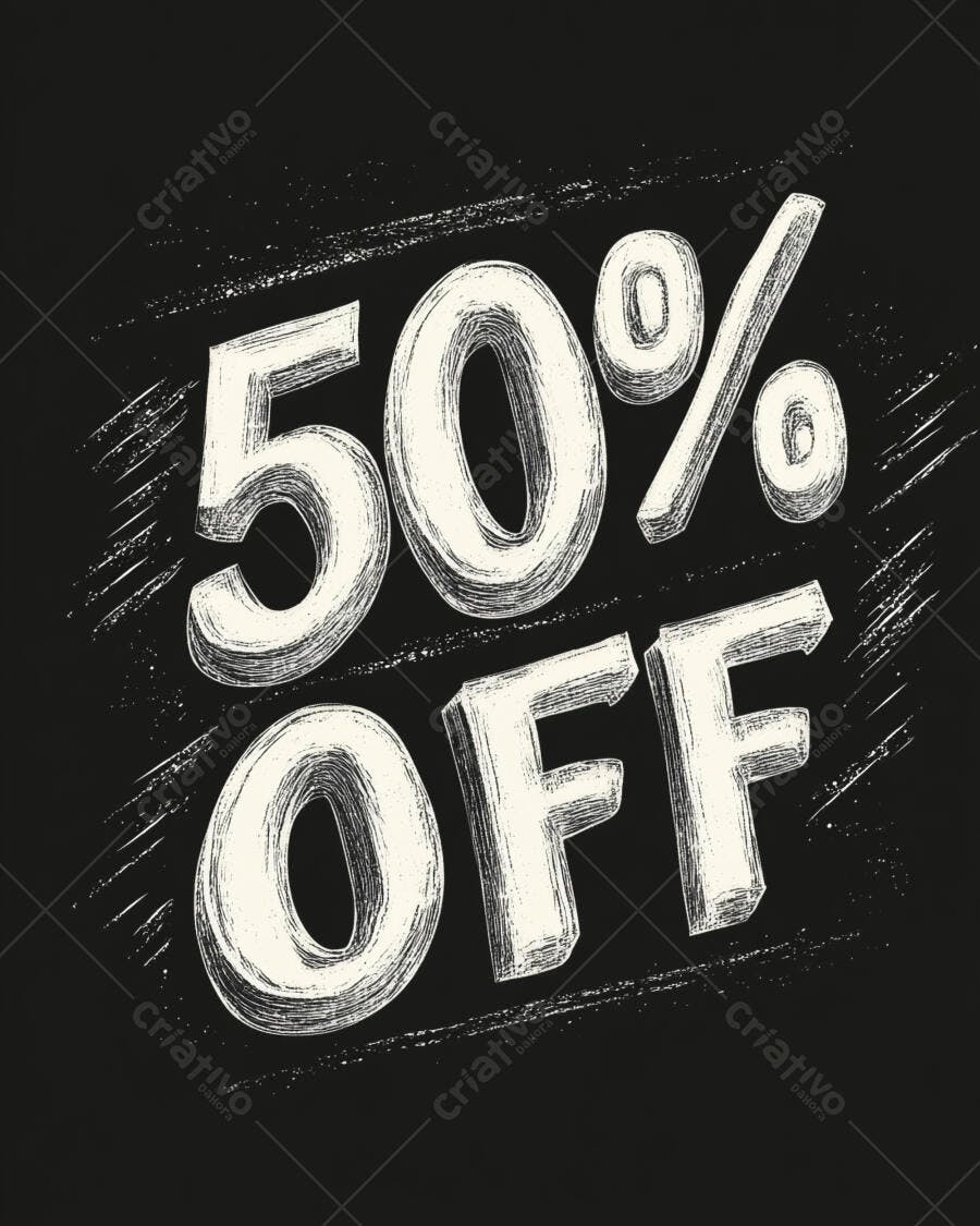 Texto 50% OFF em estilo rústico vintage para vendas