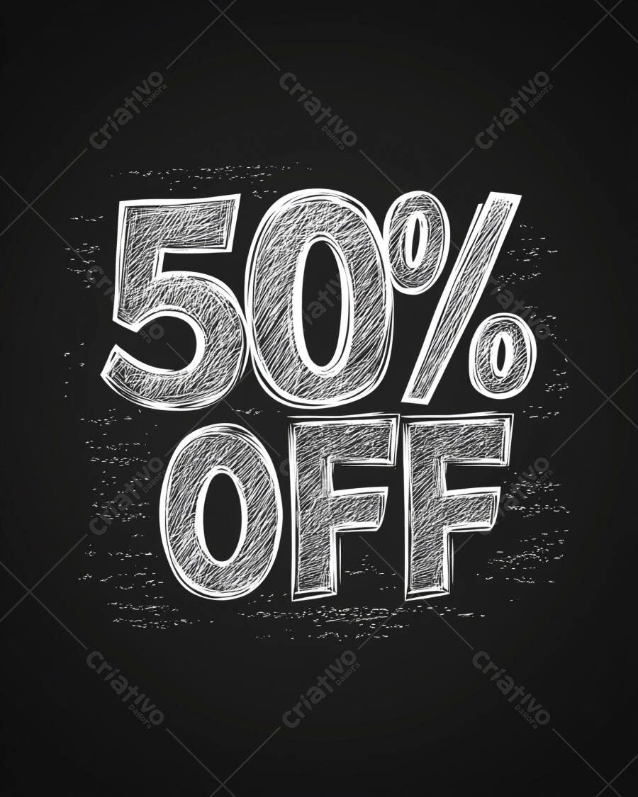 Desconto 50% OFF em estilo giz no quadro negro