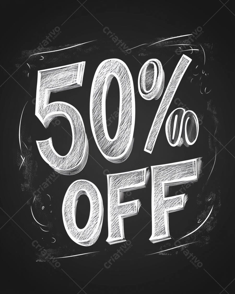 Promoção 50% OFF em quadro negro estilo giz