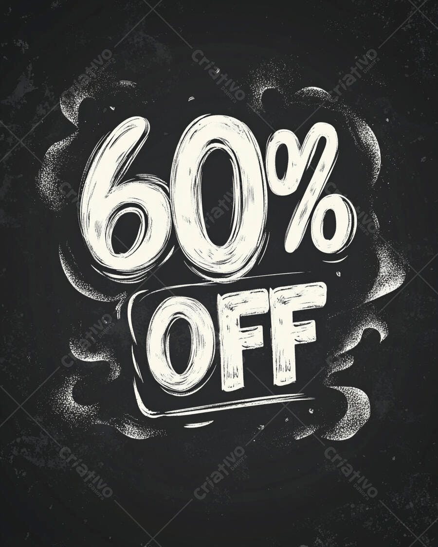Desconto de 60 por cento estilo giz em quadro-negro para promoção