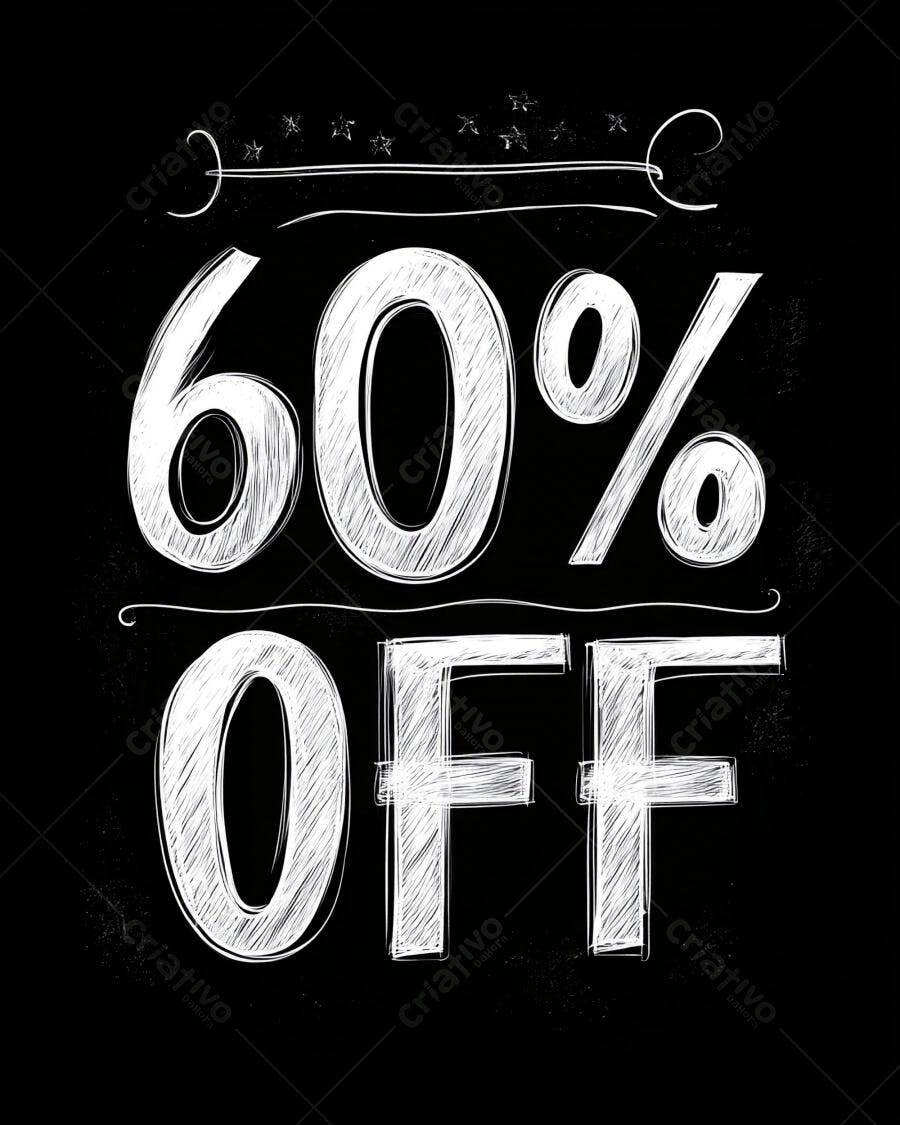 Desconto de 60 por cento estilo lousa preta oferta especial