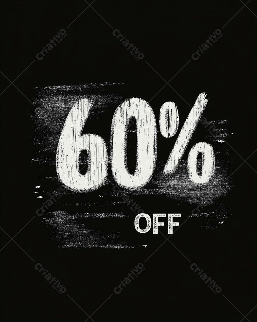 Promoção 60 OFF design gráfico preto e branco textura grunge