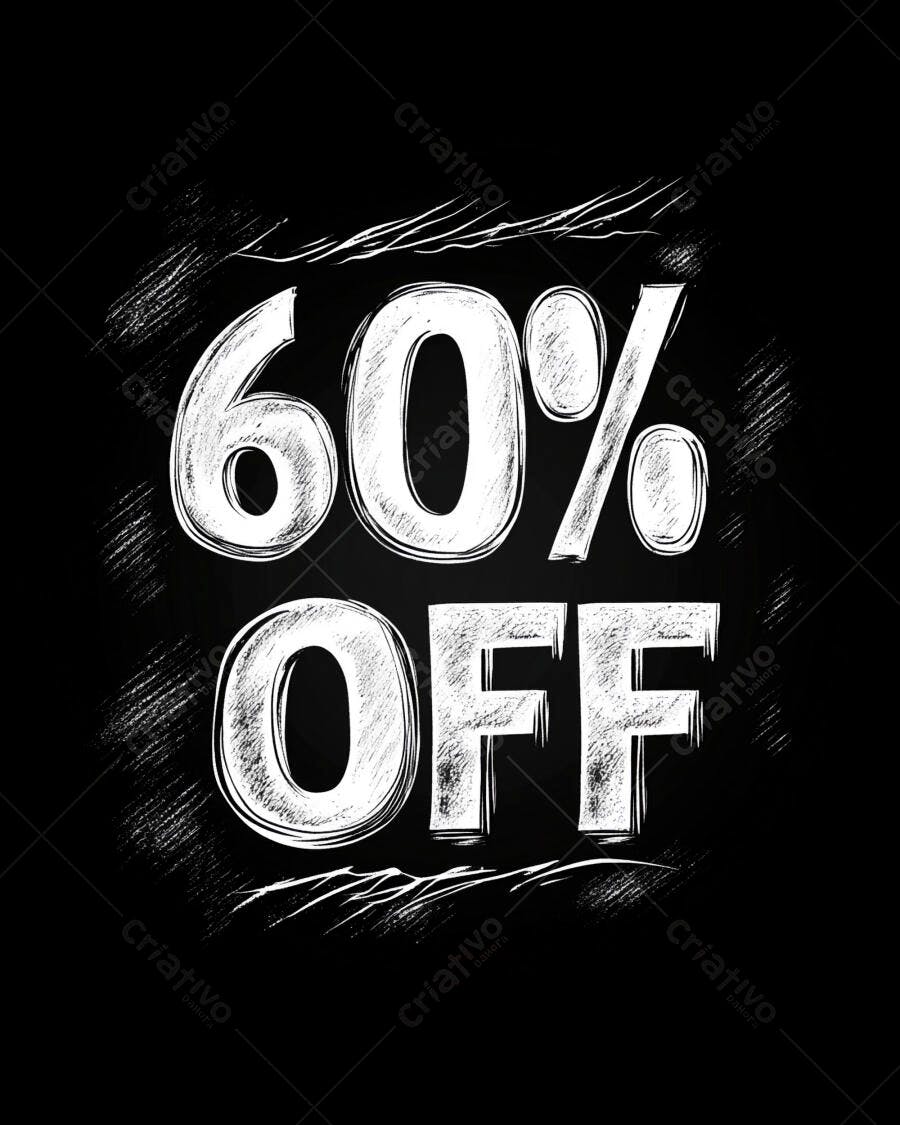 Desconto 60% OFF em quadro negro estilo giz promocional