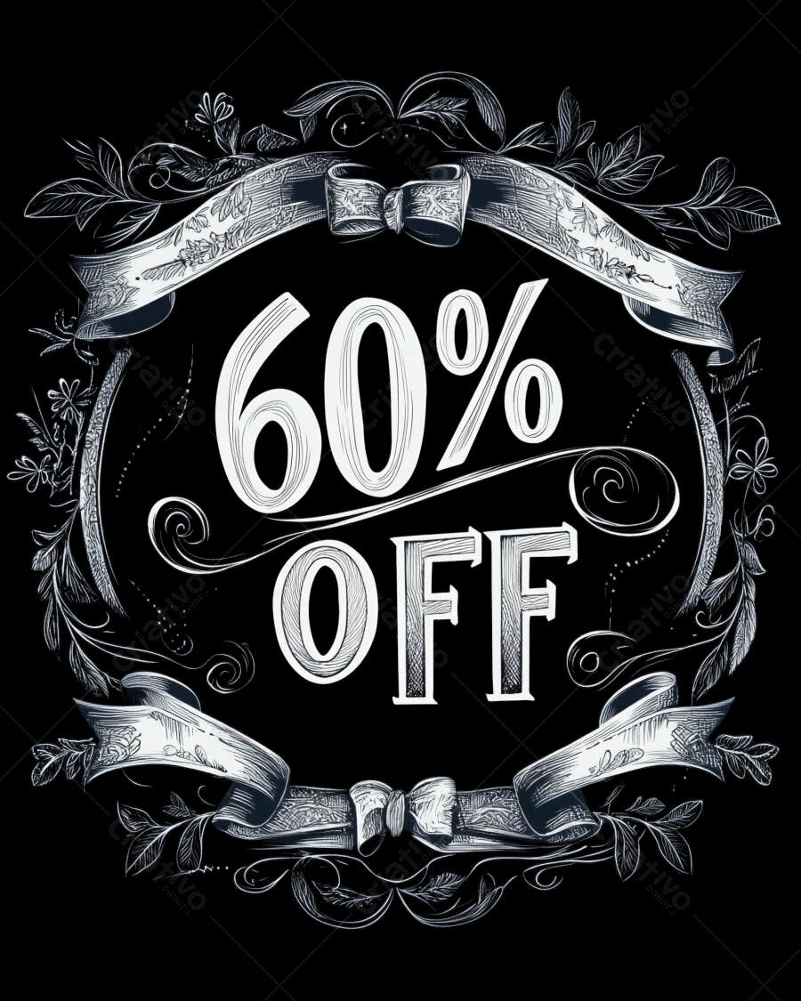 Cartaz de 60% OFF desconto em moldura vintage elegante