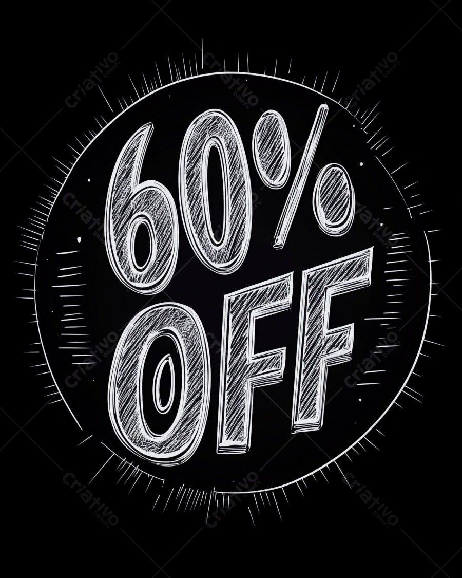 Desconto 60% OFF em quadro negro estilo giz promocional