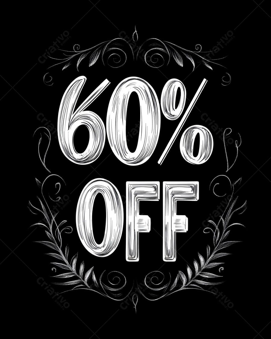 Desconto 60% OFF design vintage quadro ornamental preto e branco