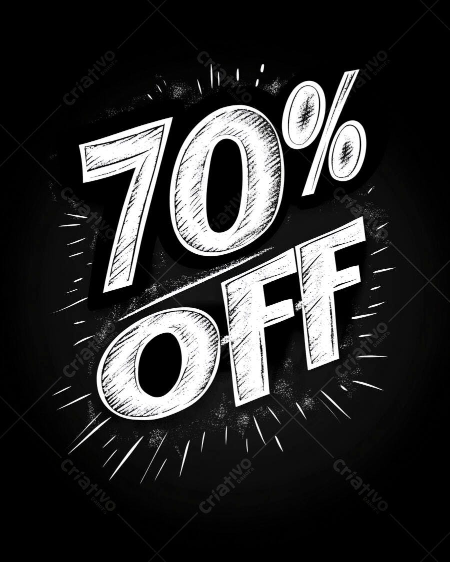 70% OFF oferta promocional de desconto em fundo preto vibrante