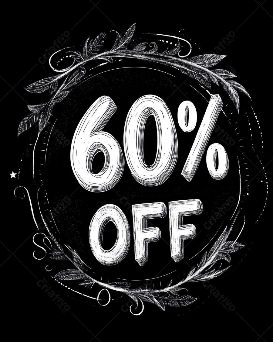 Sessenta por cento de desconto oferta promocional estilo lousa