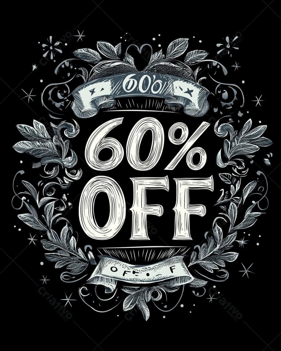 Oferta 60% OFF em moldura decorada estilo vintage com folhagens