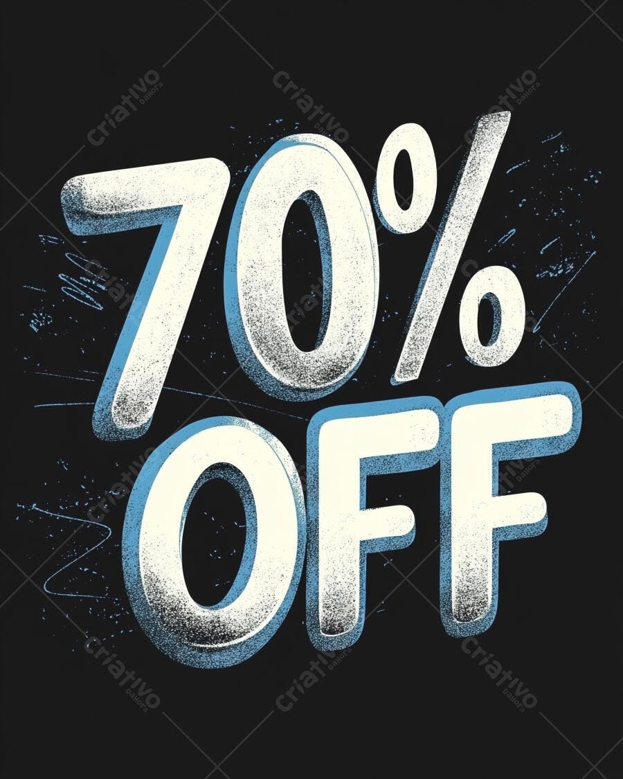 70% OFF grande estilo grunge branco e azul em fundo escuro