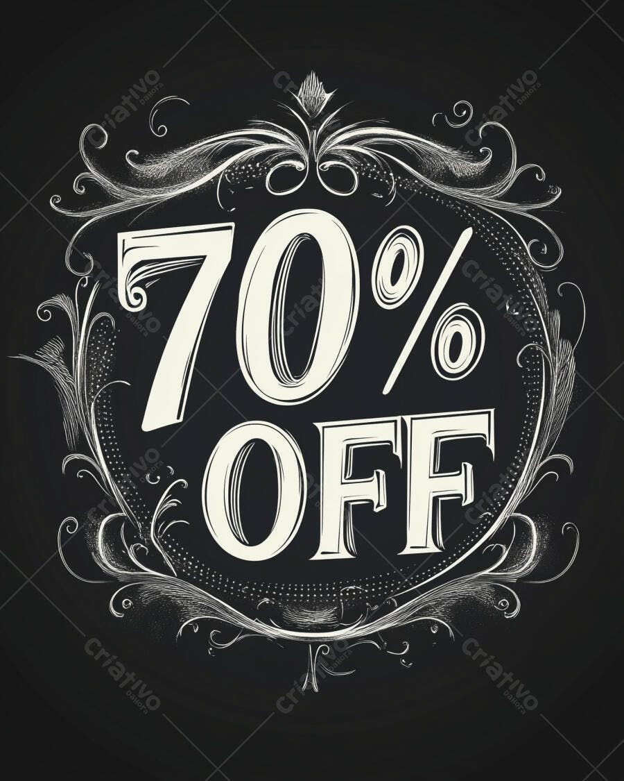 Desconto 70 por cento off em quadro vintage estilo giz