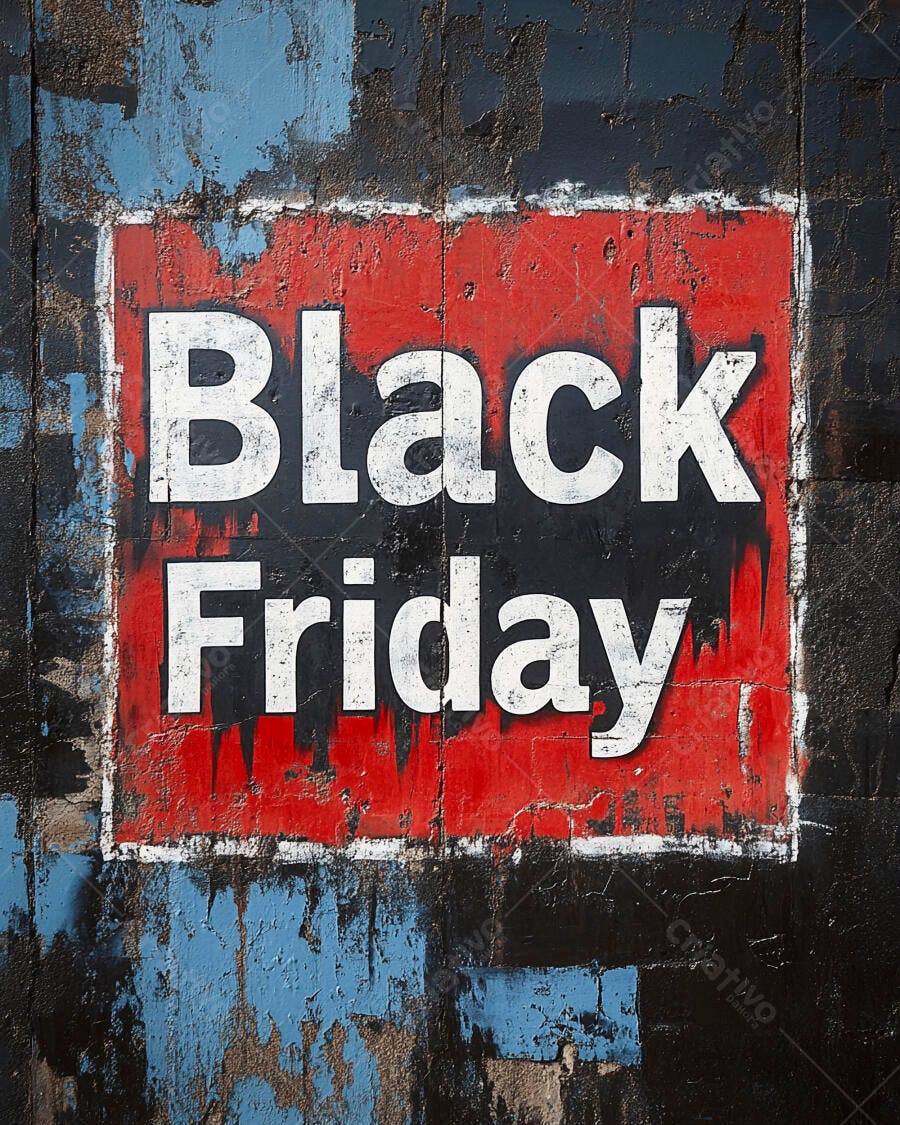 Black Friday texto em parede grunge azul e vermelha descascada