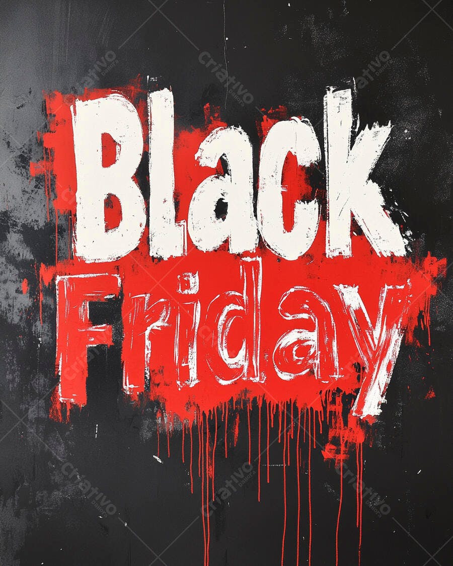 Black Friday texto grunge vermelho e branco em fundo preto texturizado