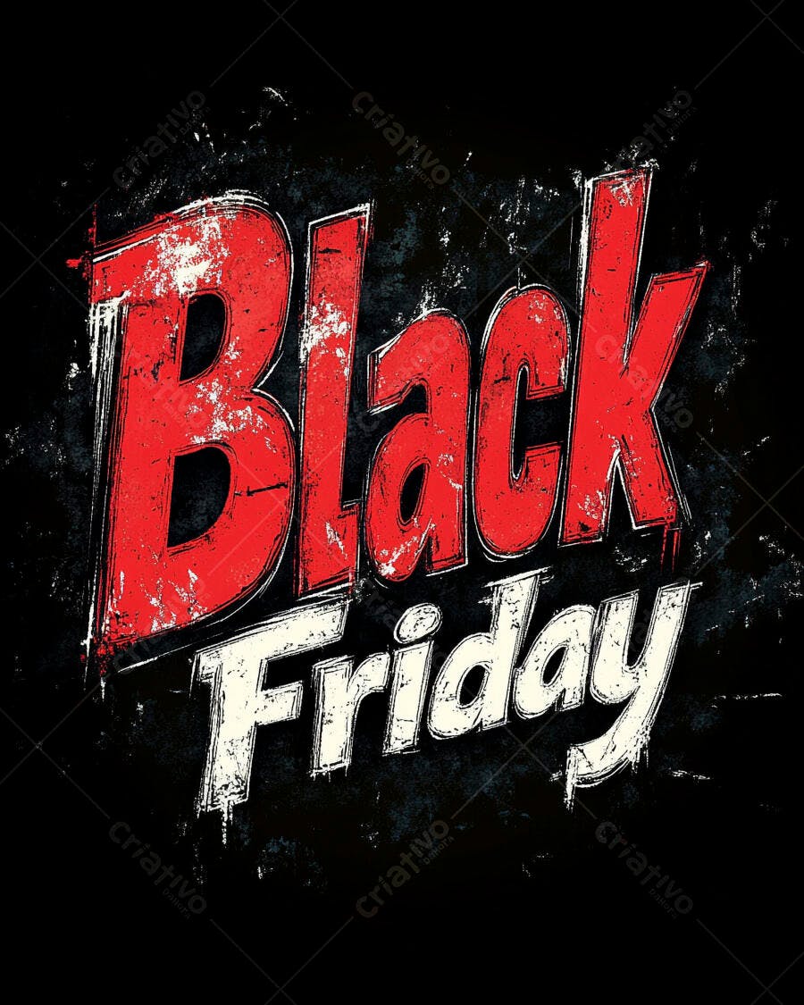 Black Friday texto vermelho e branco estilo grunge para promoção de vendas
