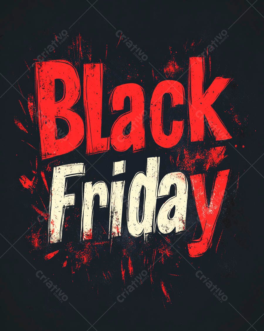 Black Friday lettering grunge vermelho e branco fundo escuro para vendas e promoções