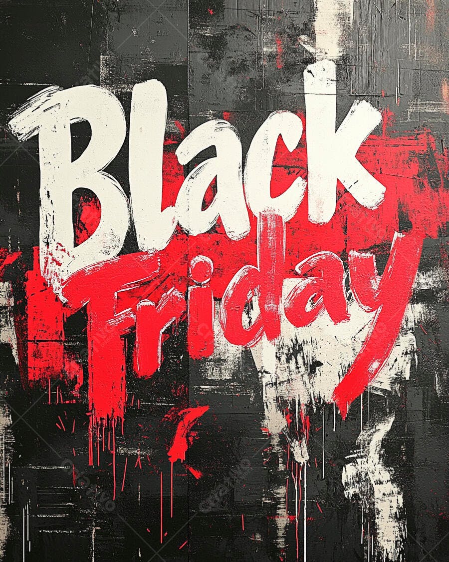 Black Friday texto pinceladas vermelho preto branco arte urbana