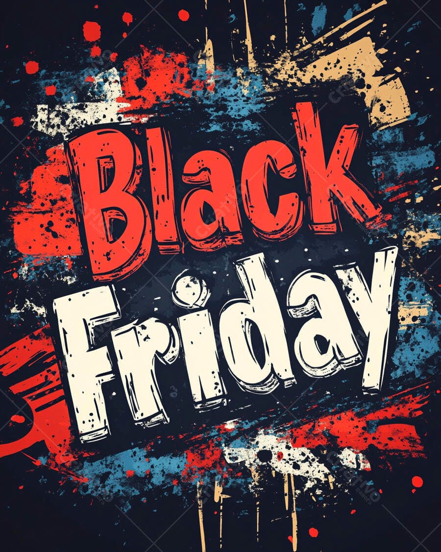 Black Friday arte promo texto vermelho branco fundo grunge escuro