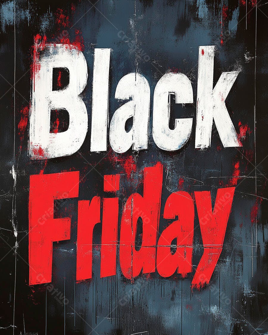Black Friday tipografia grunge vermelho branco fundo escuro