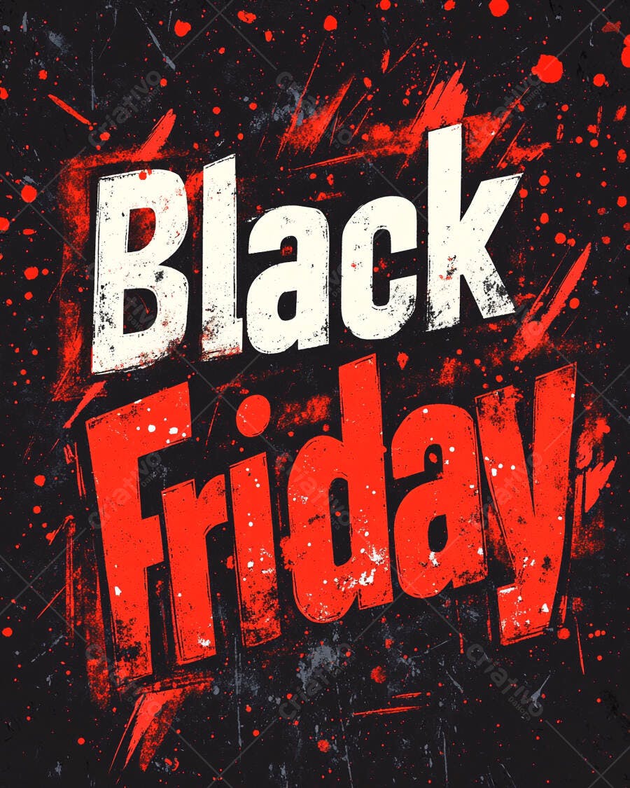 Black Friday texto grunge em preto vermelho e branco